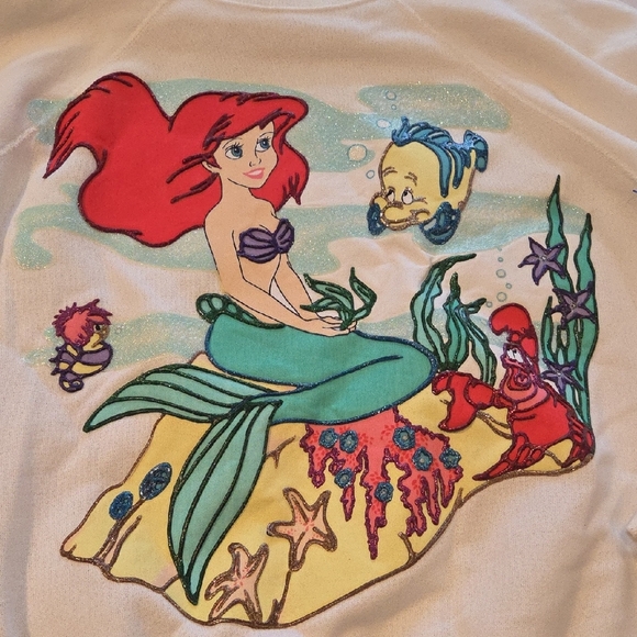 Little Mermaid Cream Sweater with Vibrant Sea Design - Picture 2 of 5